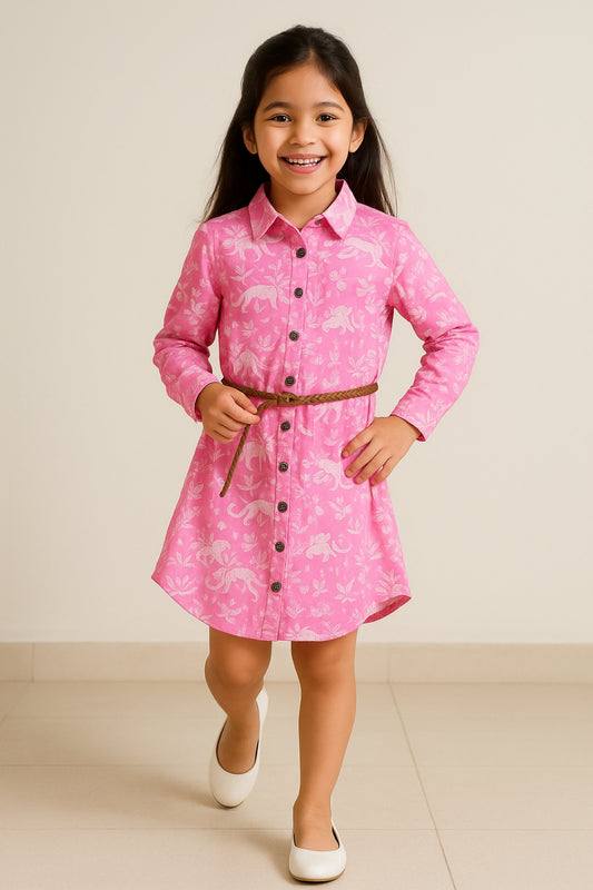 Girls Pink Cotton Jersey Dress