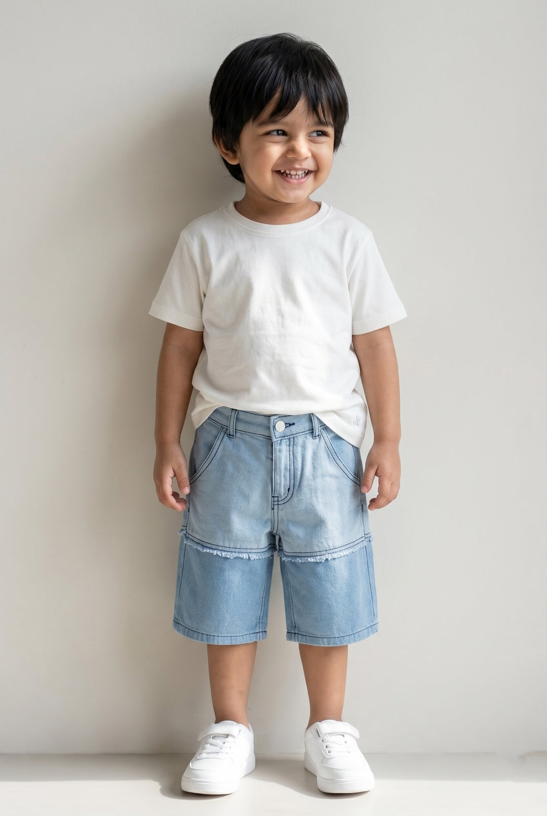 Boys White T-Shirts and Blue Bermuda Short Clothing Set