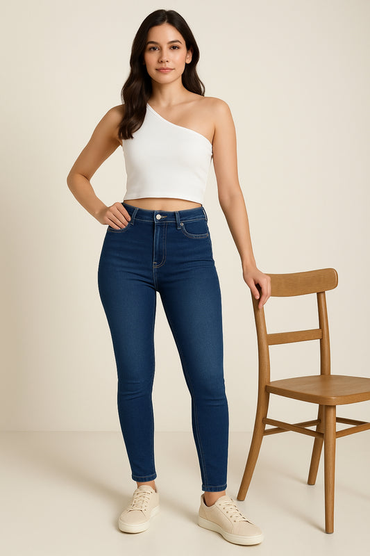 Women Denim Lycra Blue Washed Jeans