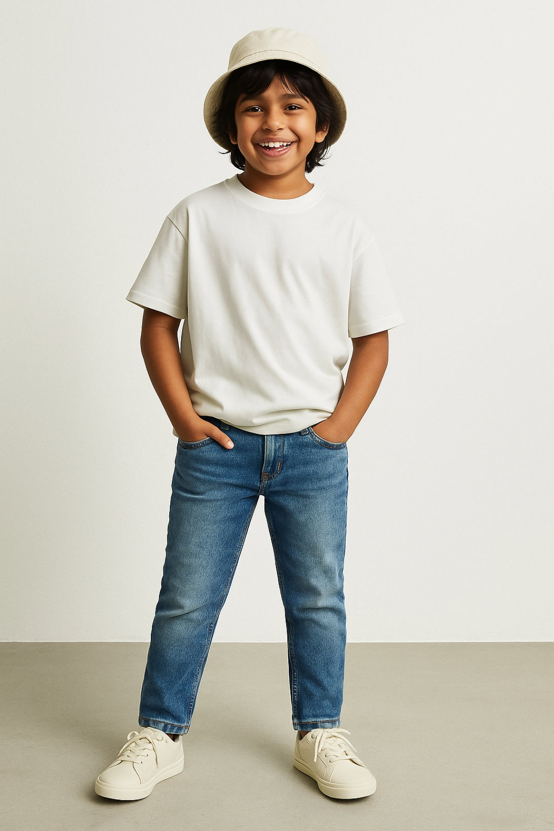 Boys Blue Cotton Polyester Washed Jeans