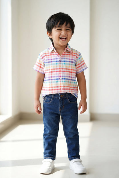 Boys Half Sleeve Shirt and Blue Jeans Clothing Set
