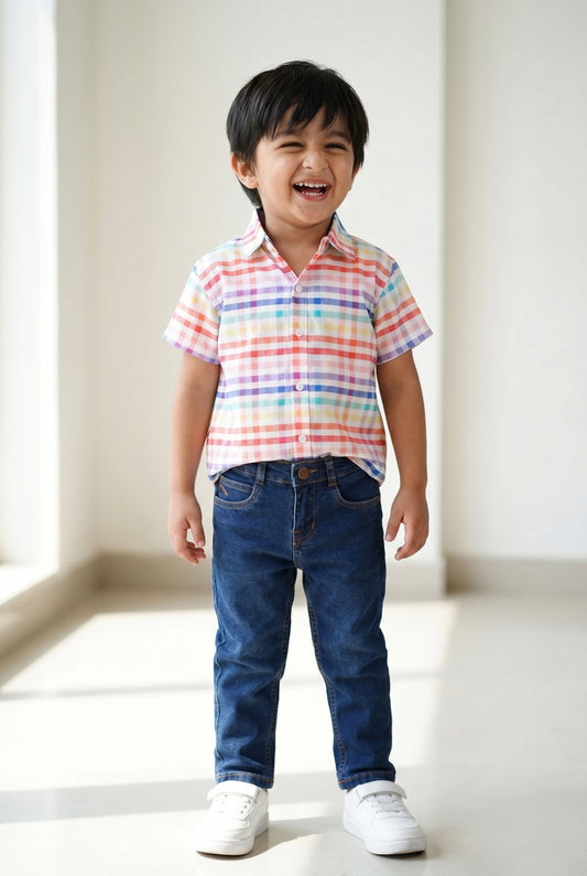 Boys Half Sleeve Shirt and Blue Jeans Clothing Set