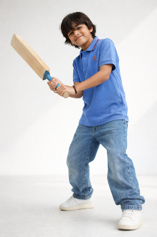 Boys Blue Polo Cotton T-Shirt
