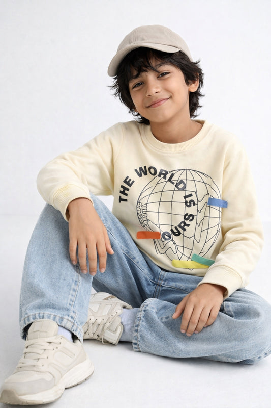 Boys Off White Printed Sweatshirt