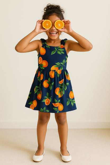 Girls Floral Print Cotton Dress