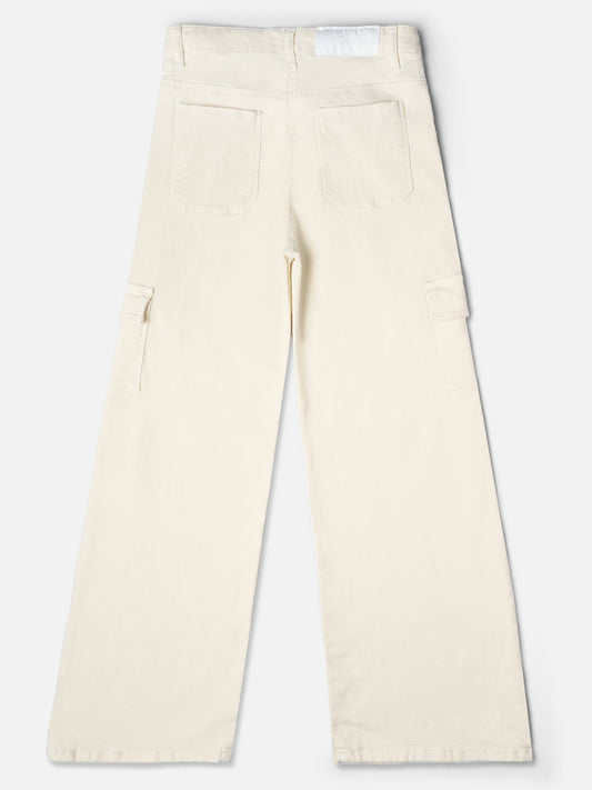 Girls White Cargo Pants