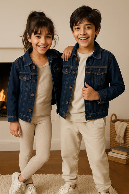 Unisex Dark Blue Denim Jacket