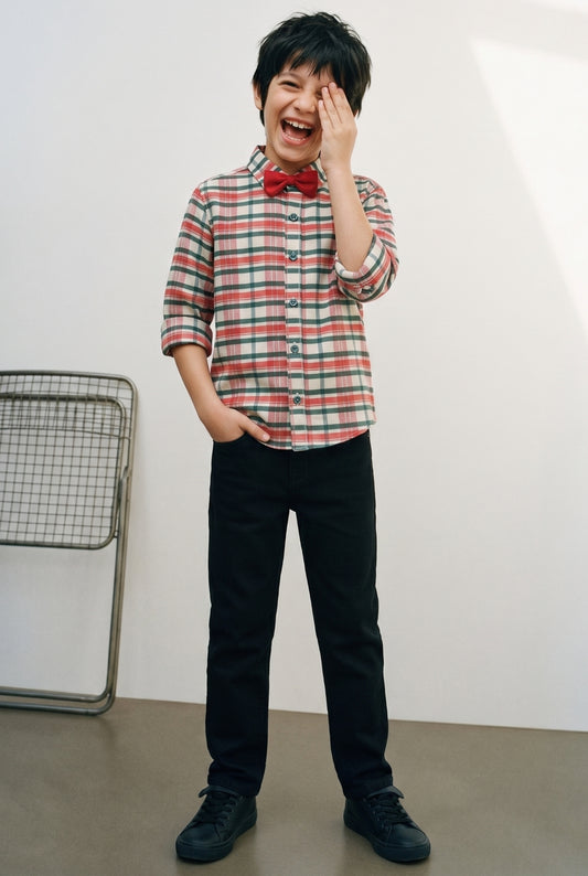 Boys Full Sleeve Shirt and Black Jeans Clothing Set