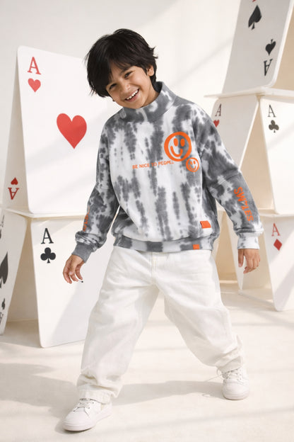 Boys Light Grey Tie Dye Sweatshirt