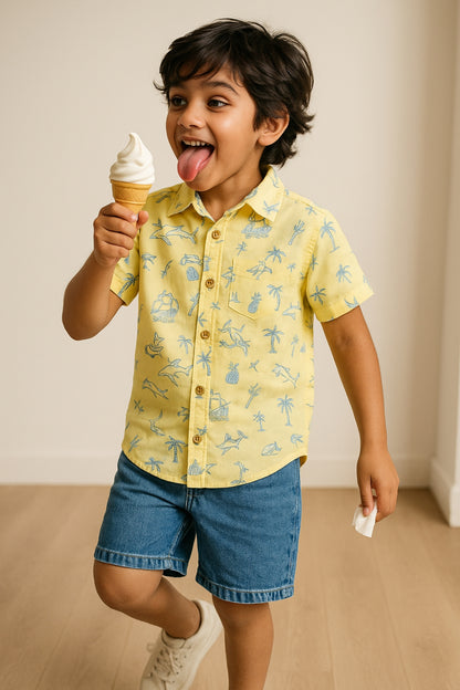 Boys Overall Printed Shirt