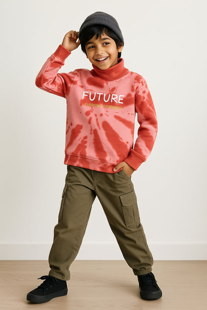 Boys Red Printed Sweatshirt