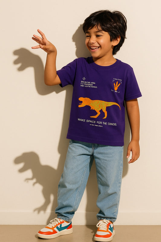 Boys Violet Animal Printed T-Shirt