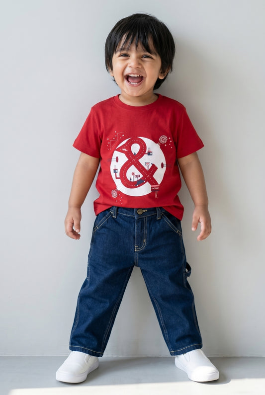 Boys Red T-Shirts and Blue Jeans Clothing Set