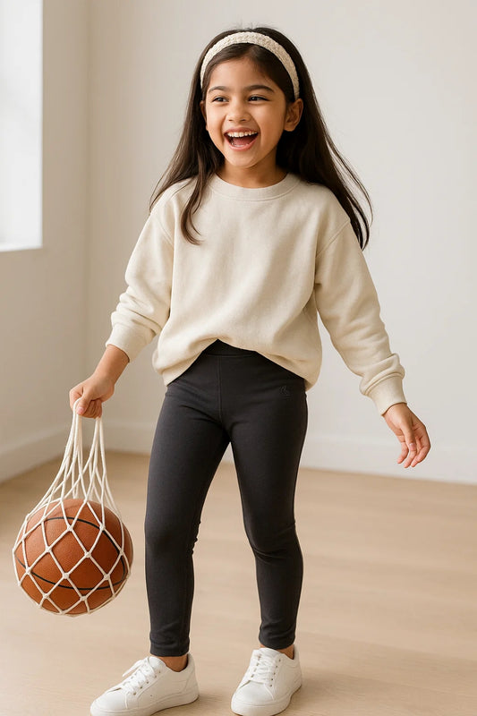 Girls Grey Cotton Leggings