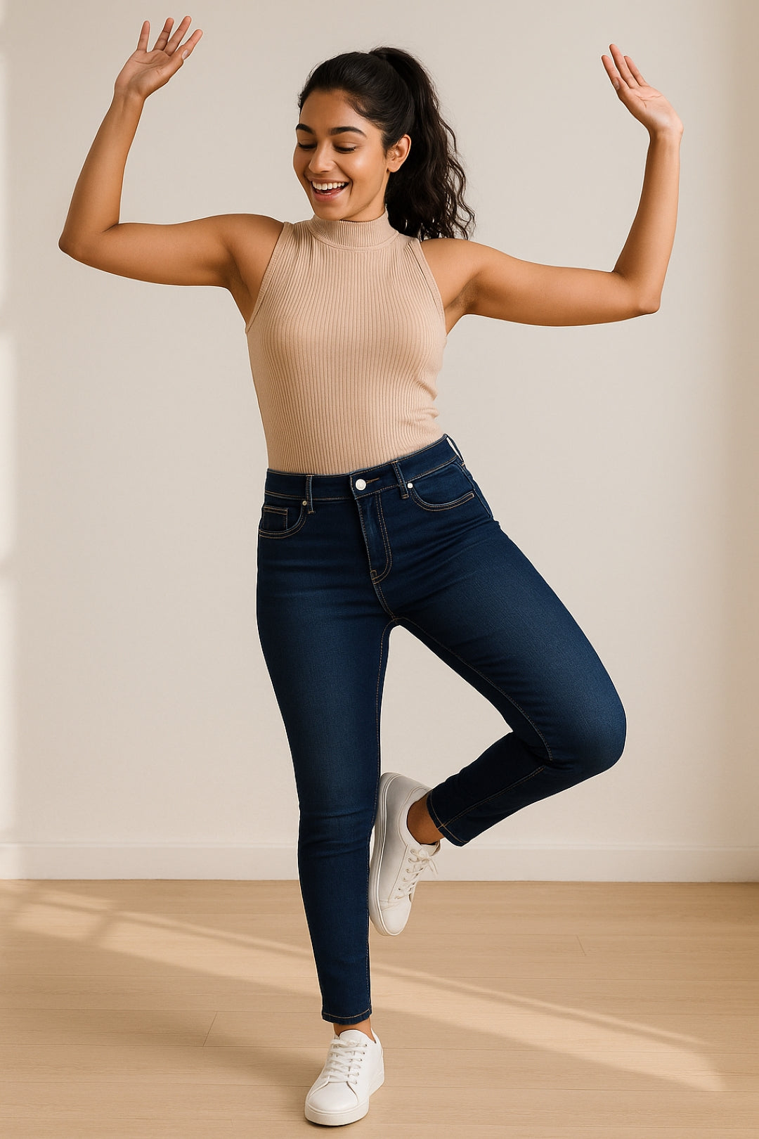 Women Denim Lycra Dark Blue Washed Jeans