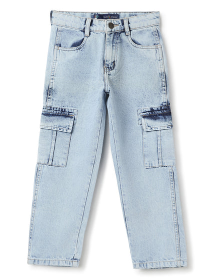 Boys Light Blue Denim Cargo Jeans
