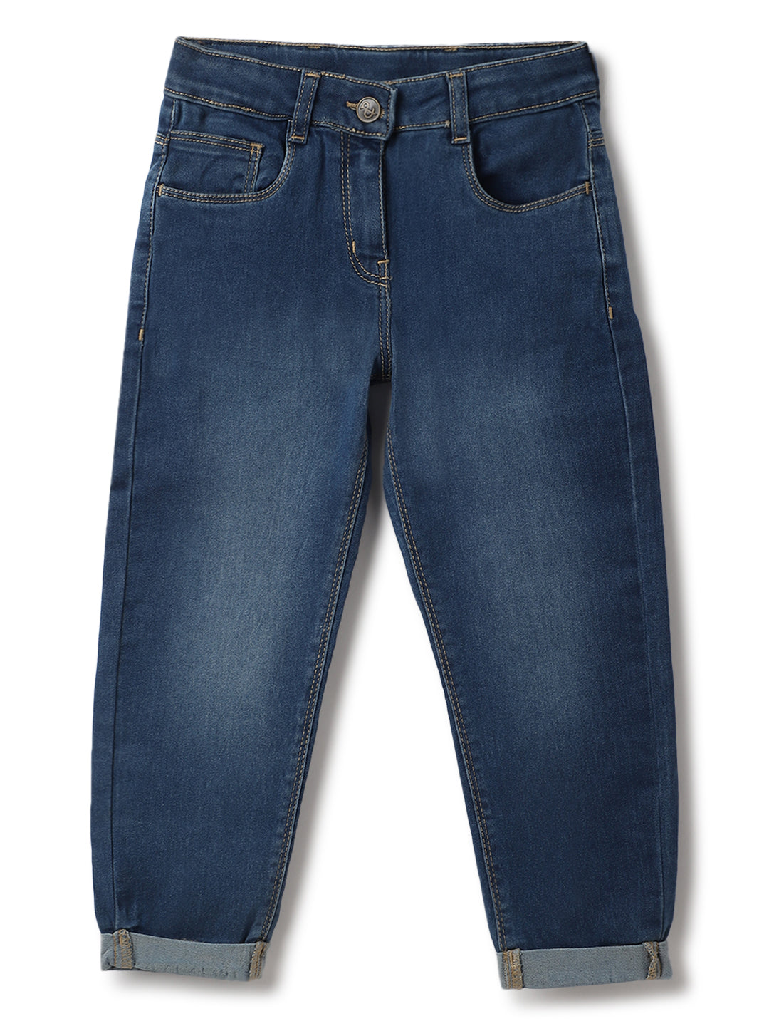 Girls Denim Blue Slim Fit Light Faded Jeans
