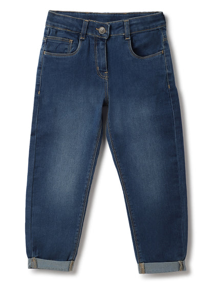Girls Denim Blue Slim Fit Light Faded Jeans