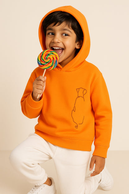 Boys Cotton Orange Printed Hoodie Oversized Sweatshirt