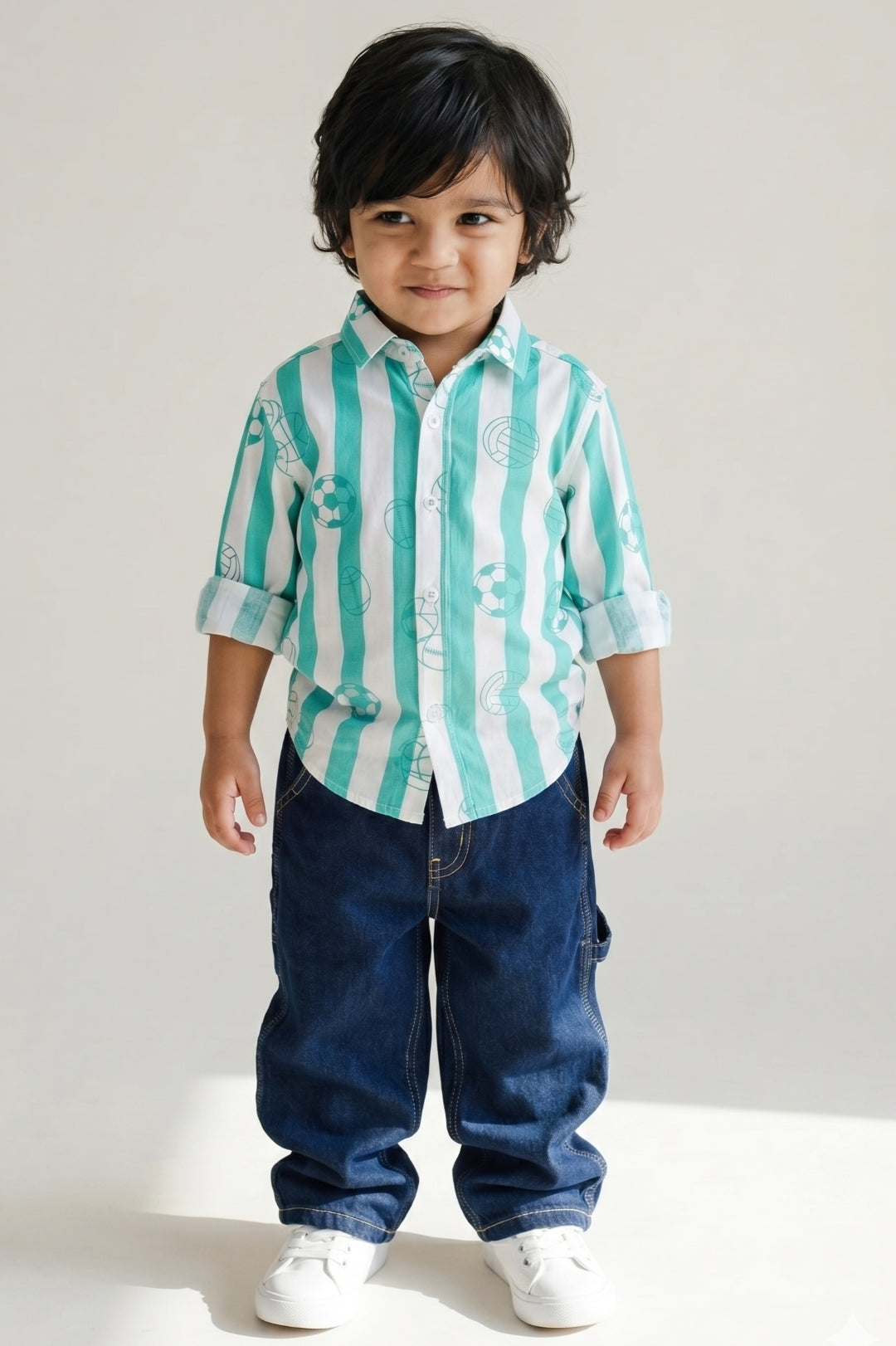 Boys Blue Striped Shirt  and Blue Jeans Clothing Set