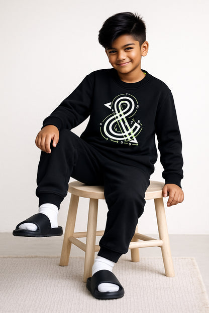 Boys Black Printed Sweatshirt