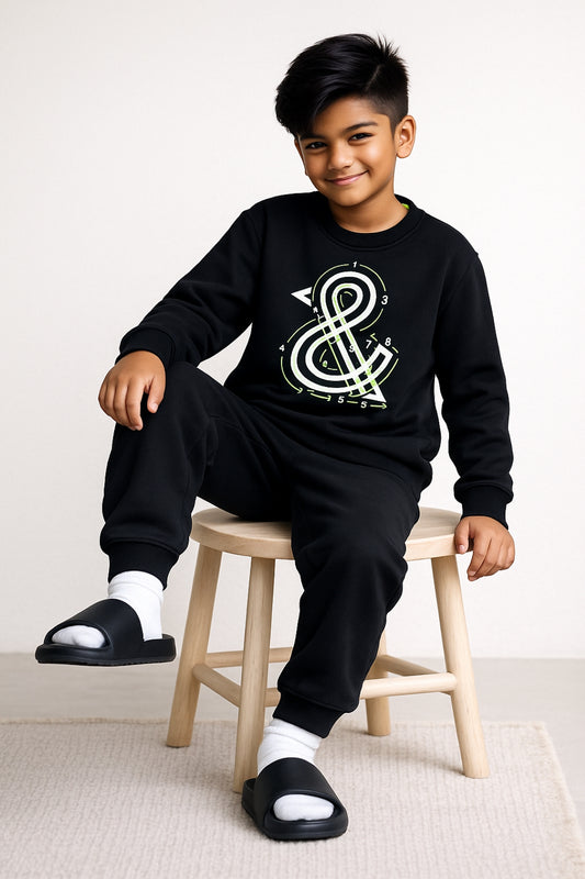 Boys Black Printed Sweatshirt
