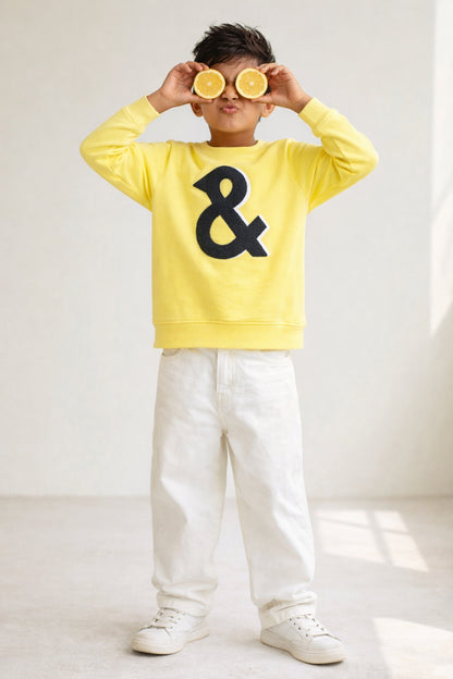 Boys Yellow Printed Sweatshirt