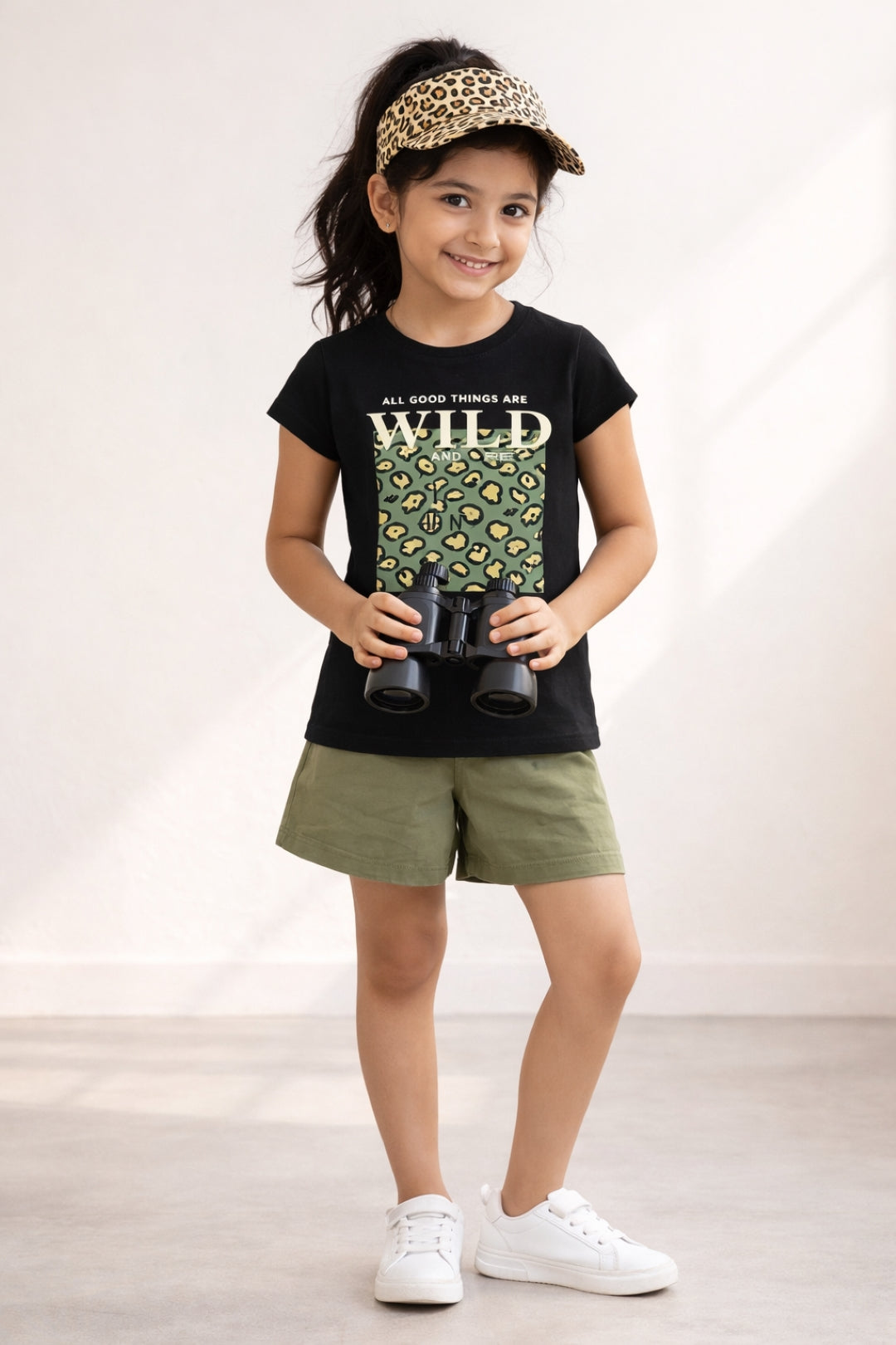 Girls Black Printed  T-Shirt