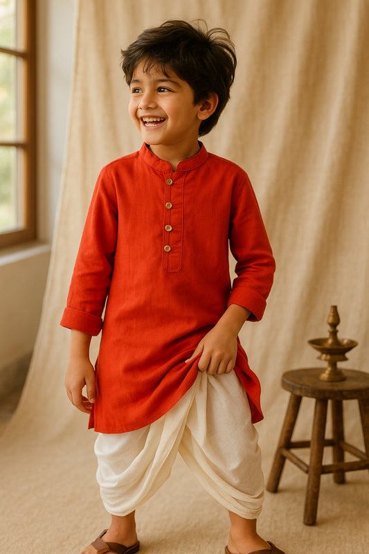 Boys Red Casual Long Shirt