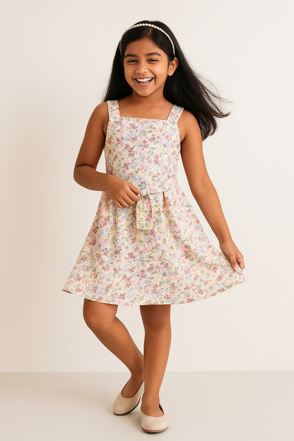 Girls Multi Color Printed Dress