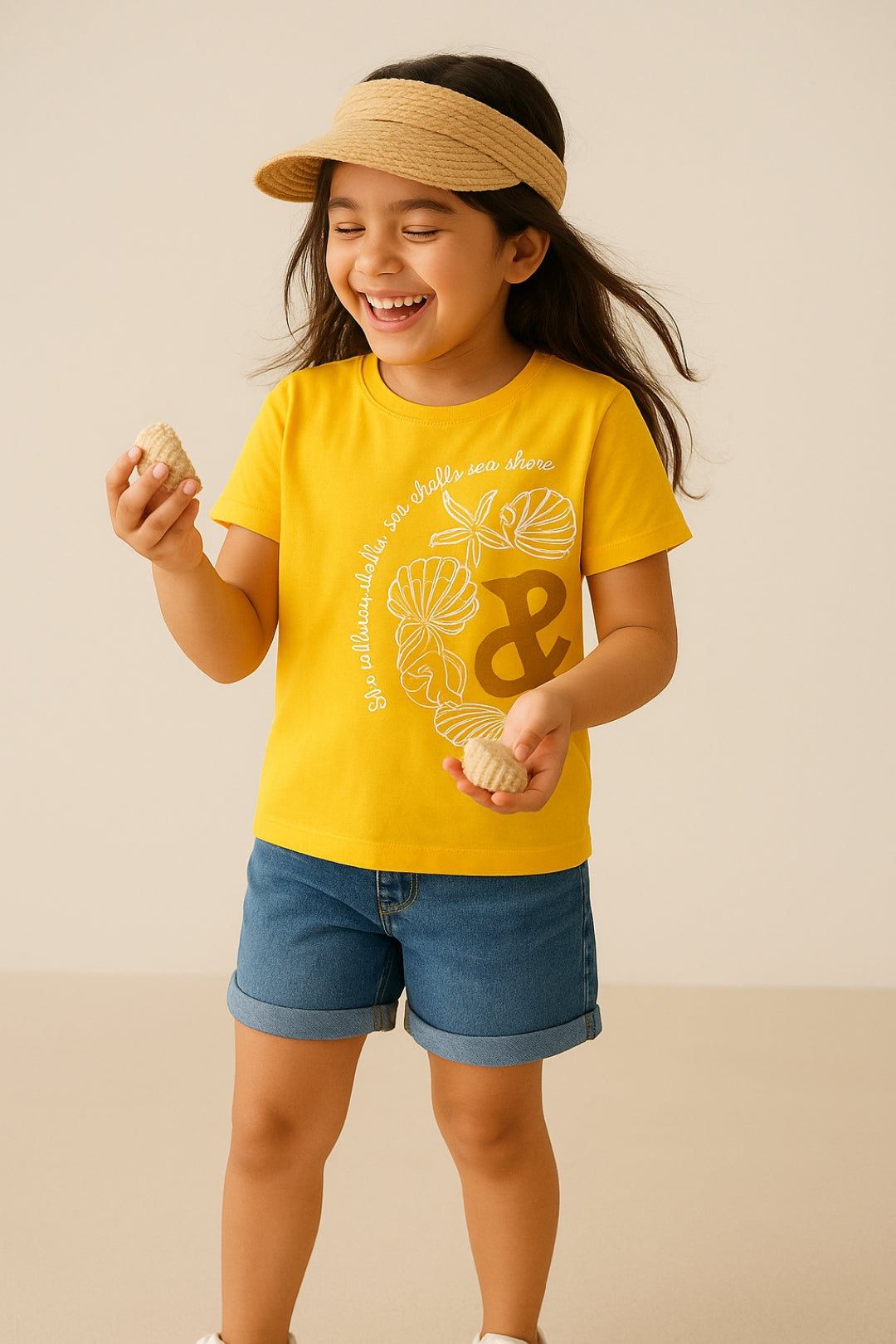 Girls Lycra Dark Yellow Embroidery T-Shirt
