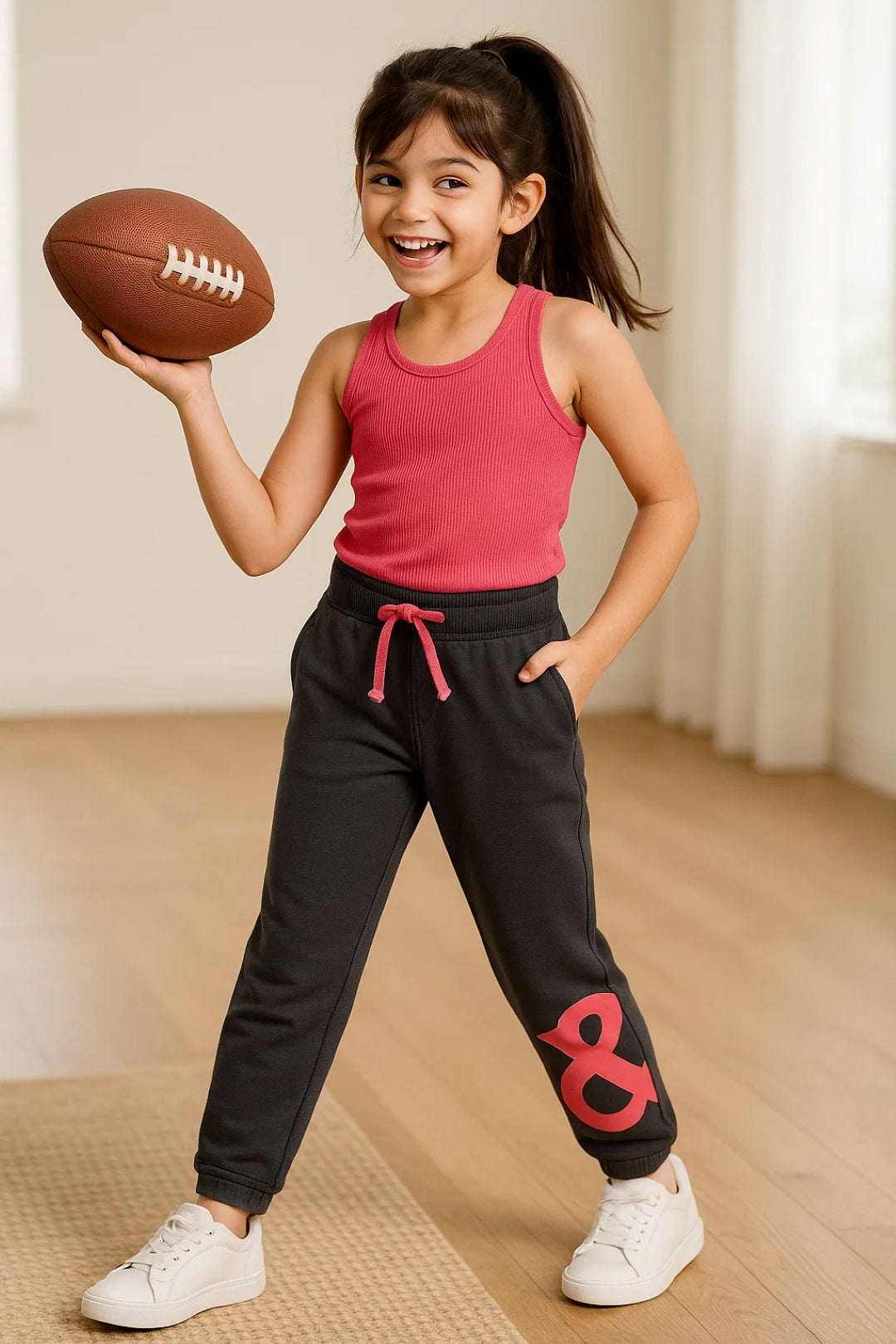 Girls Grey Cotton Joggers