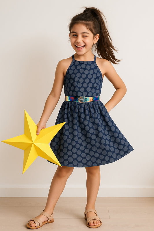 Girls Grey Sleeve Less Dress