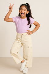 Girls White Cargo Pants