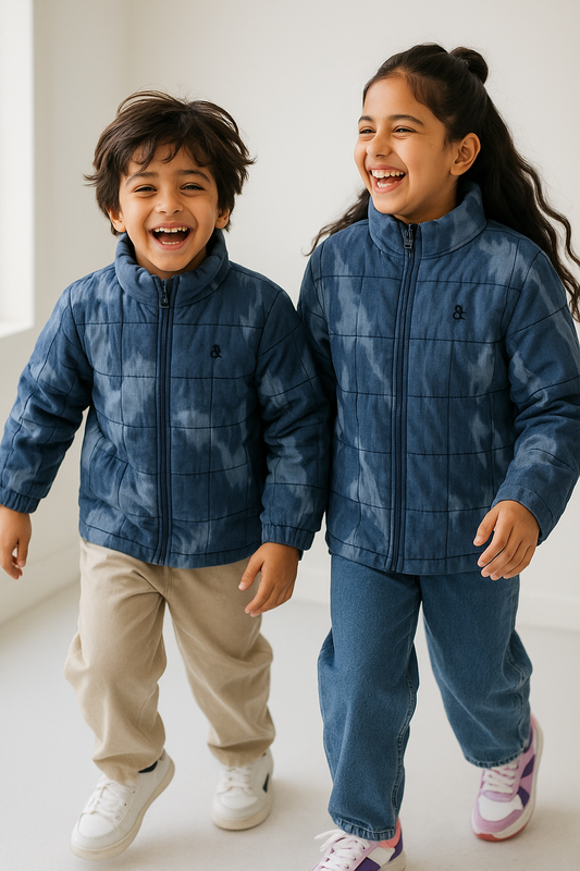 Boys And Girls Blue Puffer Jacket