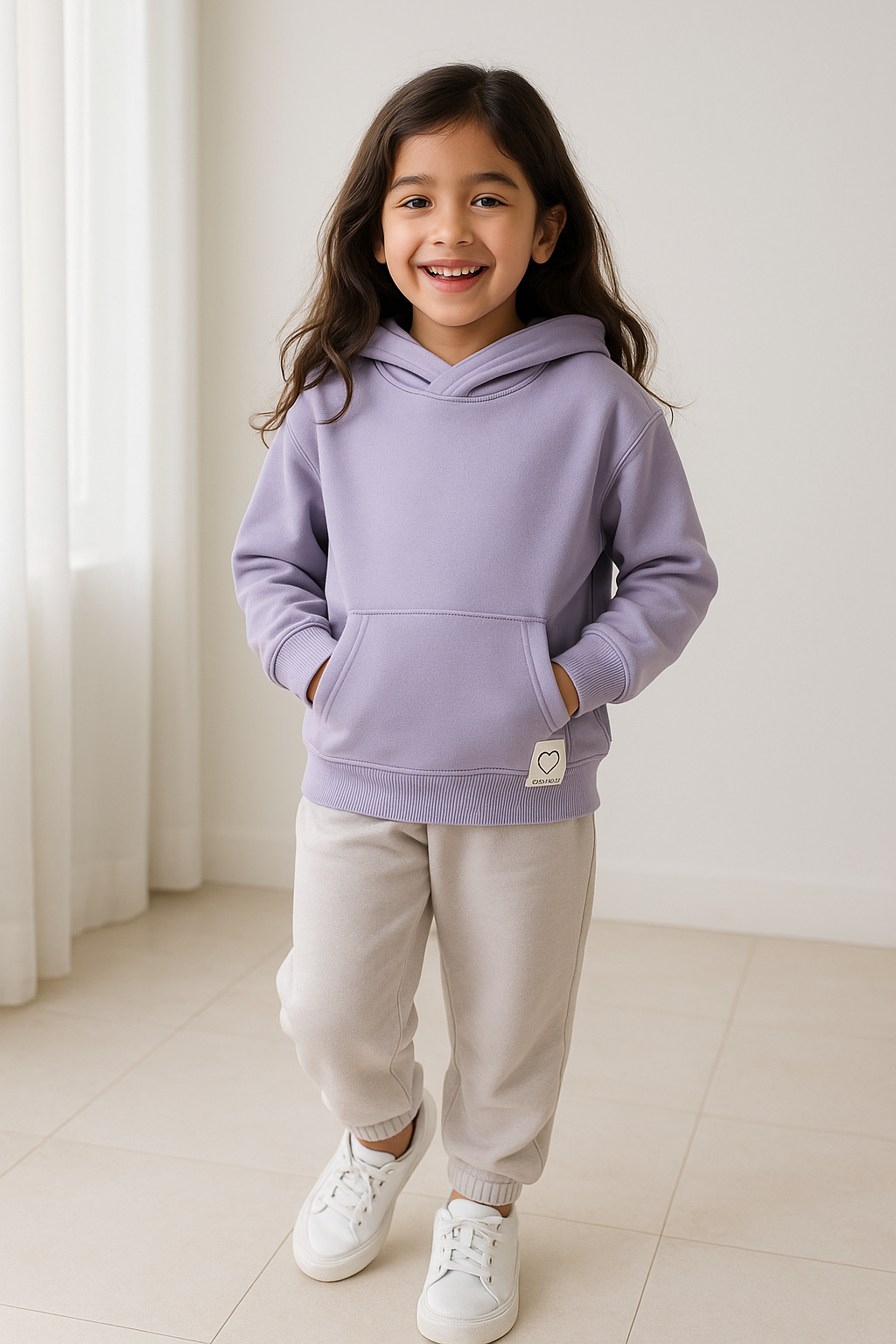 Girls Purple Poly-Cotton Solid Full Sleeves Sweatshirt