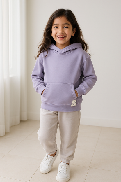 Girls Purple Poly-Cotton Solid Full Sleeves Sweatshirt