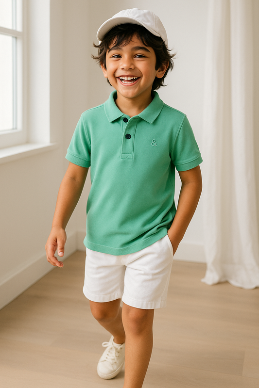 Boys Green Polo T-Shirt