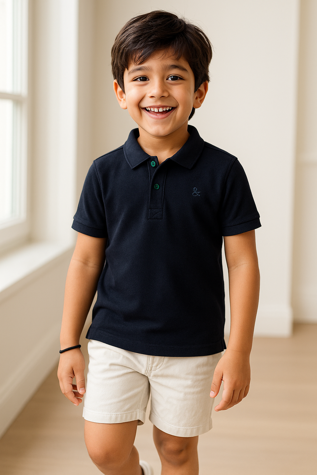 Boys Solid Blue Polo T-Shirt