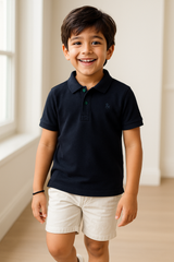 Boys Solid Blue Polo T-Shirt