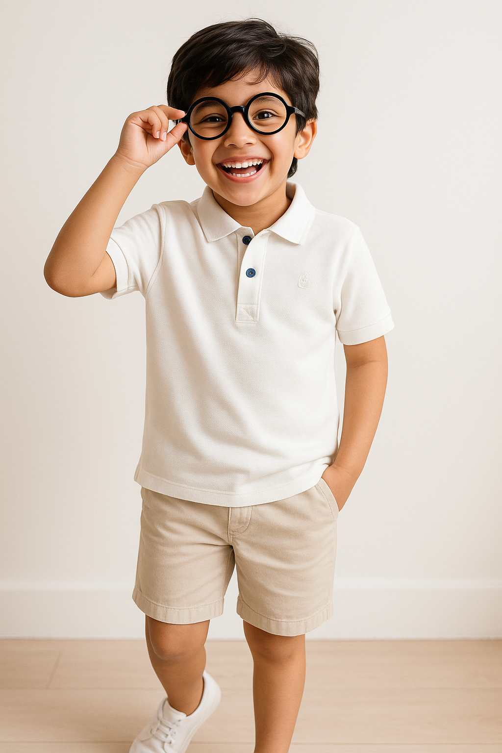 Boys White Solid Polo T-Shirt