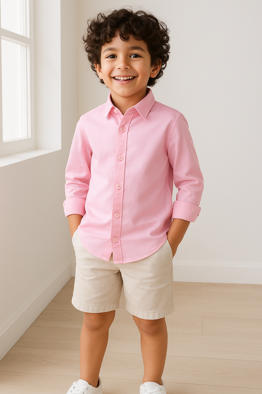 Boys Pink Cotton Shirt