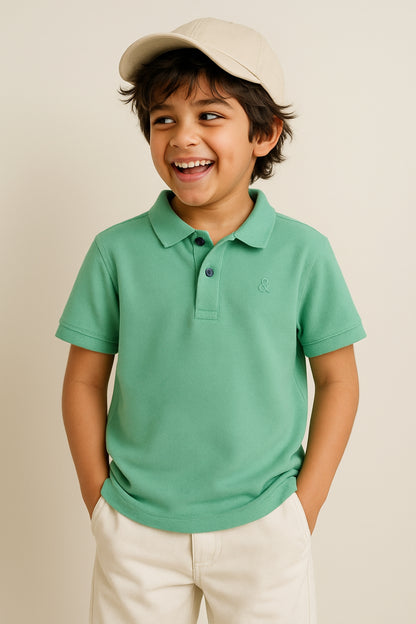 Boys Green Polo T-Shirt