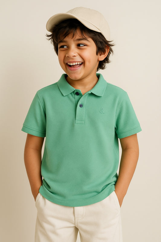 Boys Green Polo T-Shirt