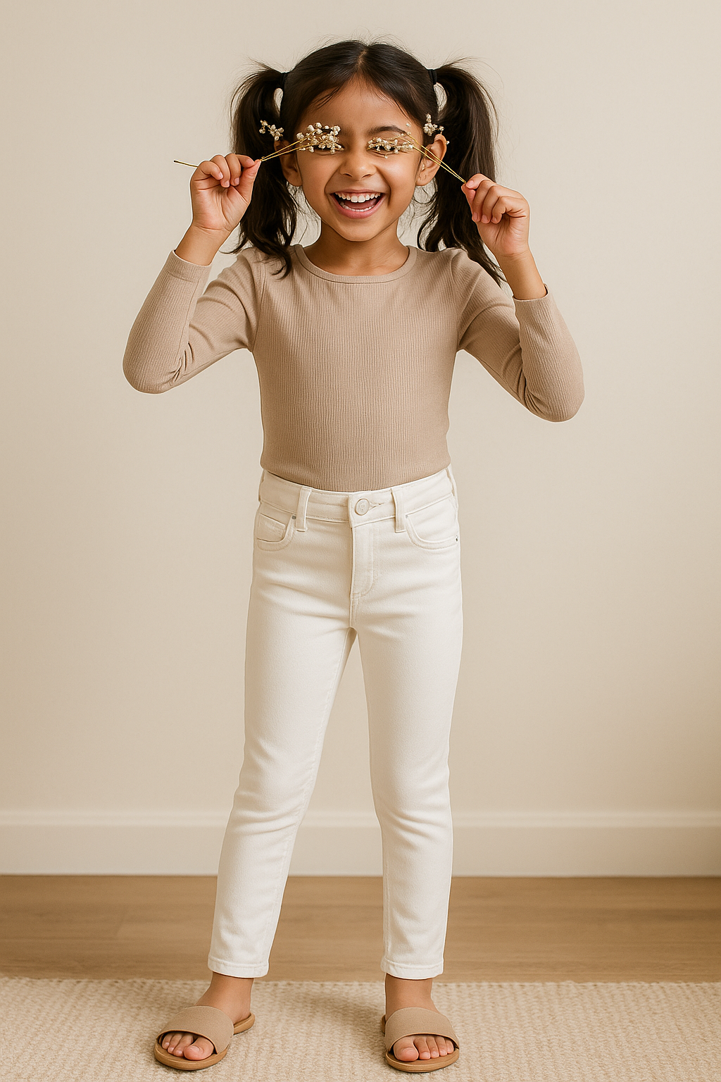 Girls White Slim fit Lycra Washed Jeans