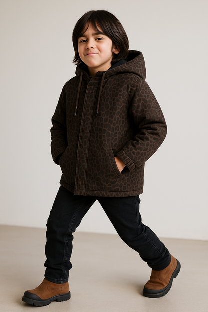 Unisex Leopard Print Parka Jacket