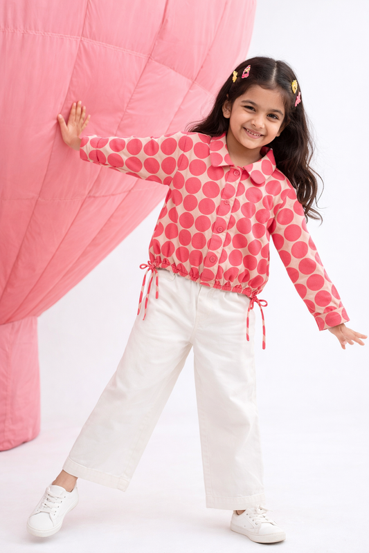 Girls Pink Printed Top