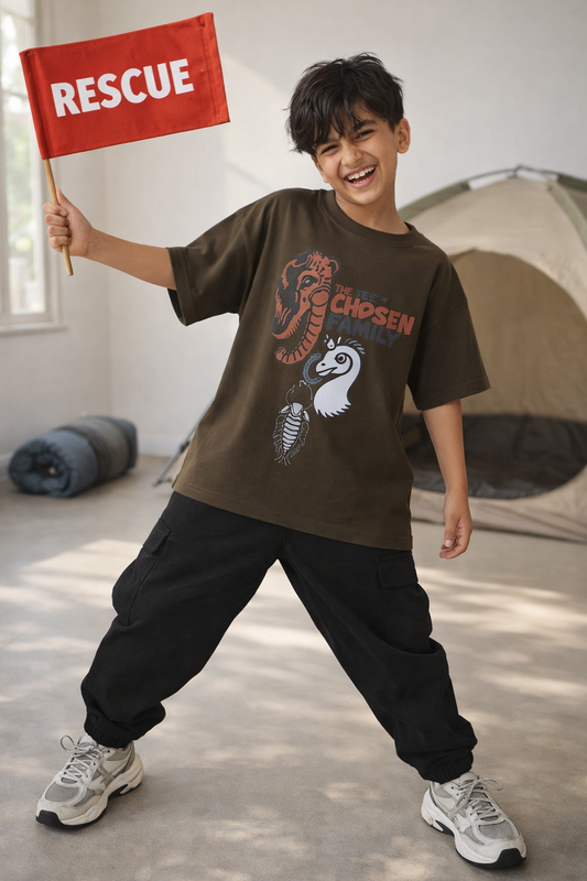 Boys Olive Animal Print Oversized T-Shirt