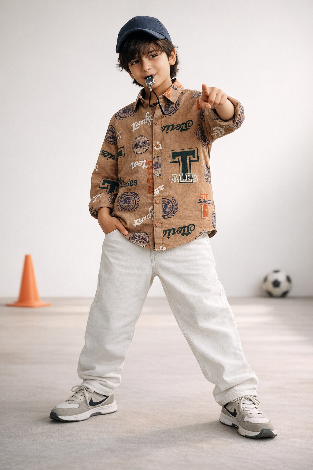 Boys Brown Printed Shirt