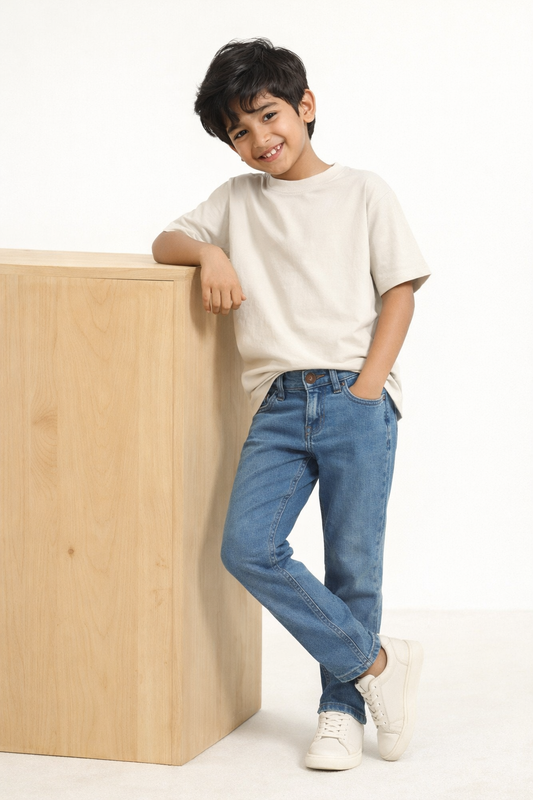 Boys Blue Denim Slim Fit Casual Jeans